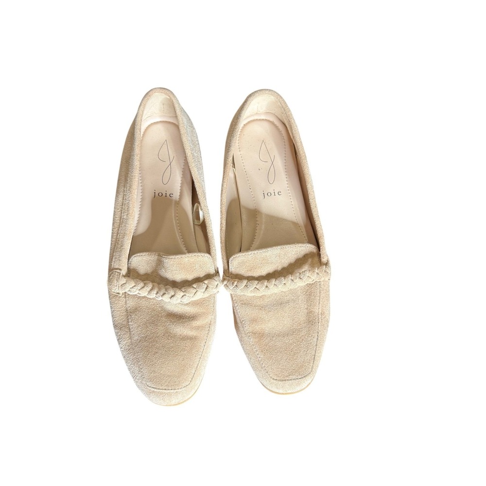 Joie Beige Suede Loafers Braided Neutral Slip On Flats Size 7